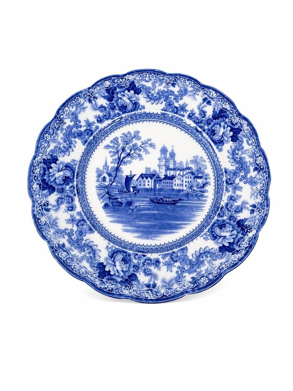 Flow Blue Dinner Plate Antique Cobalt Togo F Winkle Colonial Pottery Stoke Engla